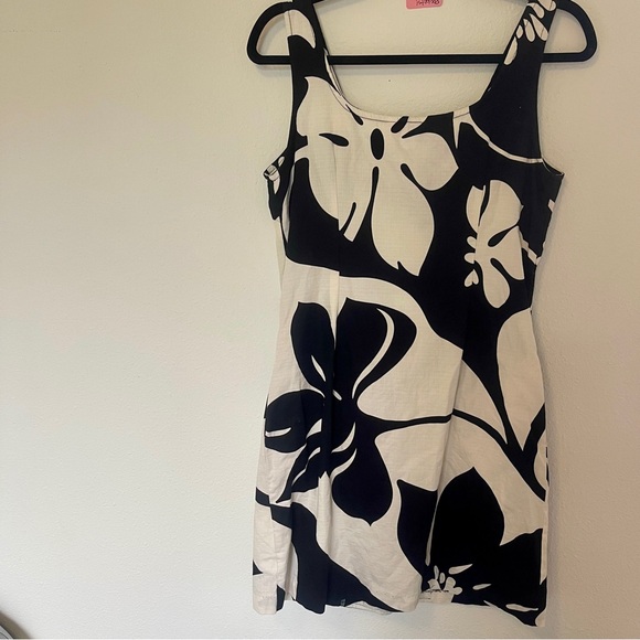 Tori Richard Black + White Palm Print Mini Dress - Picture 3 of 7